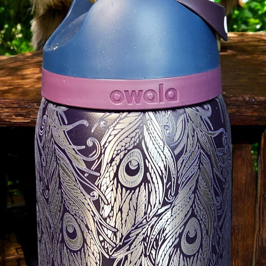 Peacock Engraved Owala 24 and 32 oz Bottle | Peacock feathers,