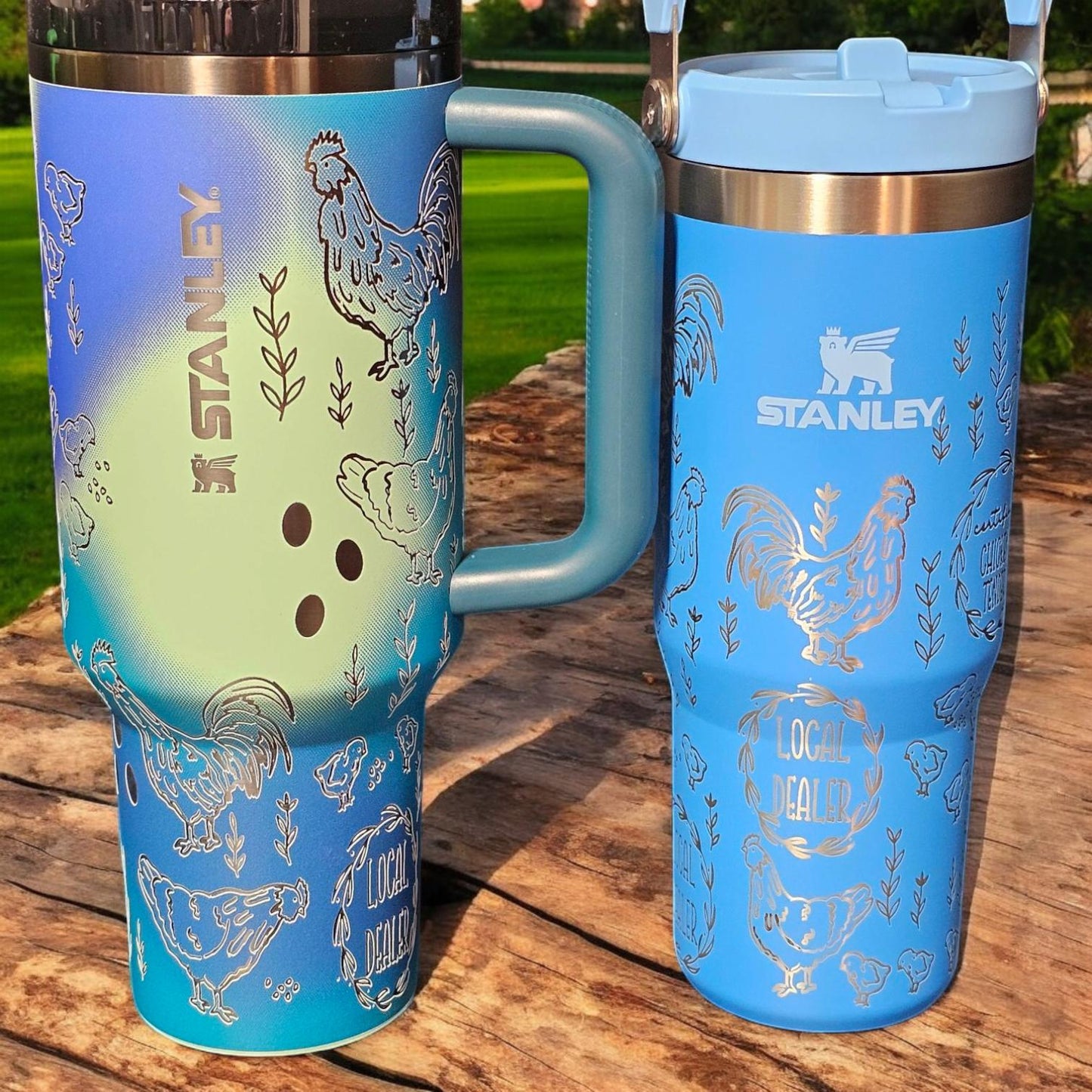 Engraved Chicken Stanley Bottle: 30 or 40 oz, Floral Design
