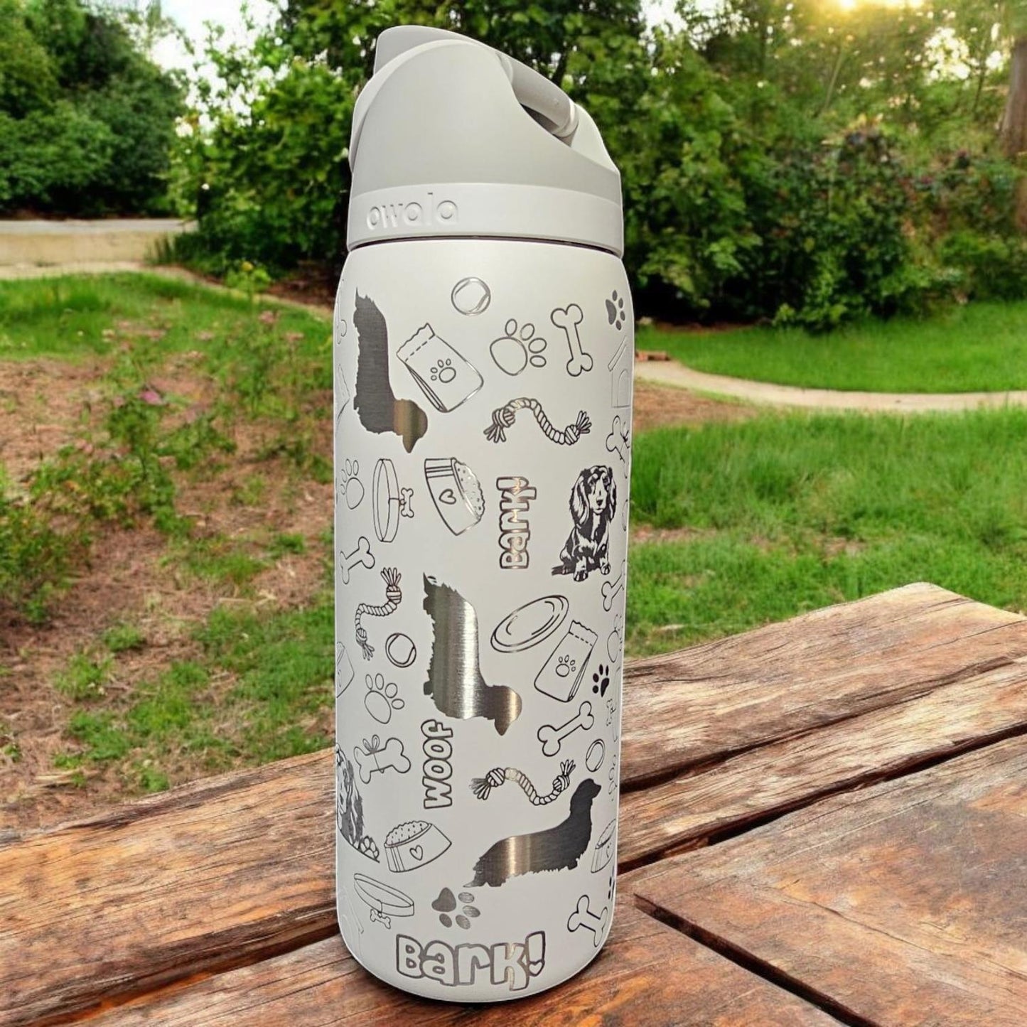 Dachshund Owala 20, 24 and 32 oz Bottle | Custom Engraved Owala free sip and Smooth sip bottles, long hair Dachshund