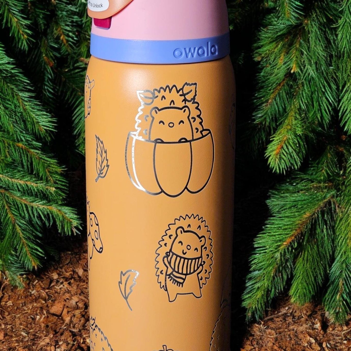 Hedgehog Fall Owala 32 oz Tumbler, Harvest Tumbler, Fall season Lover Gift, Leaf Drinkware