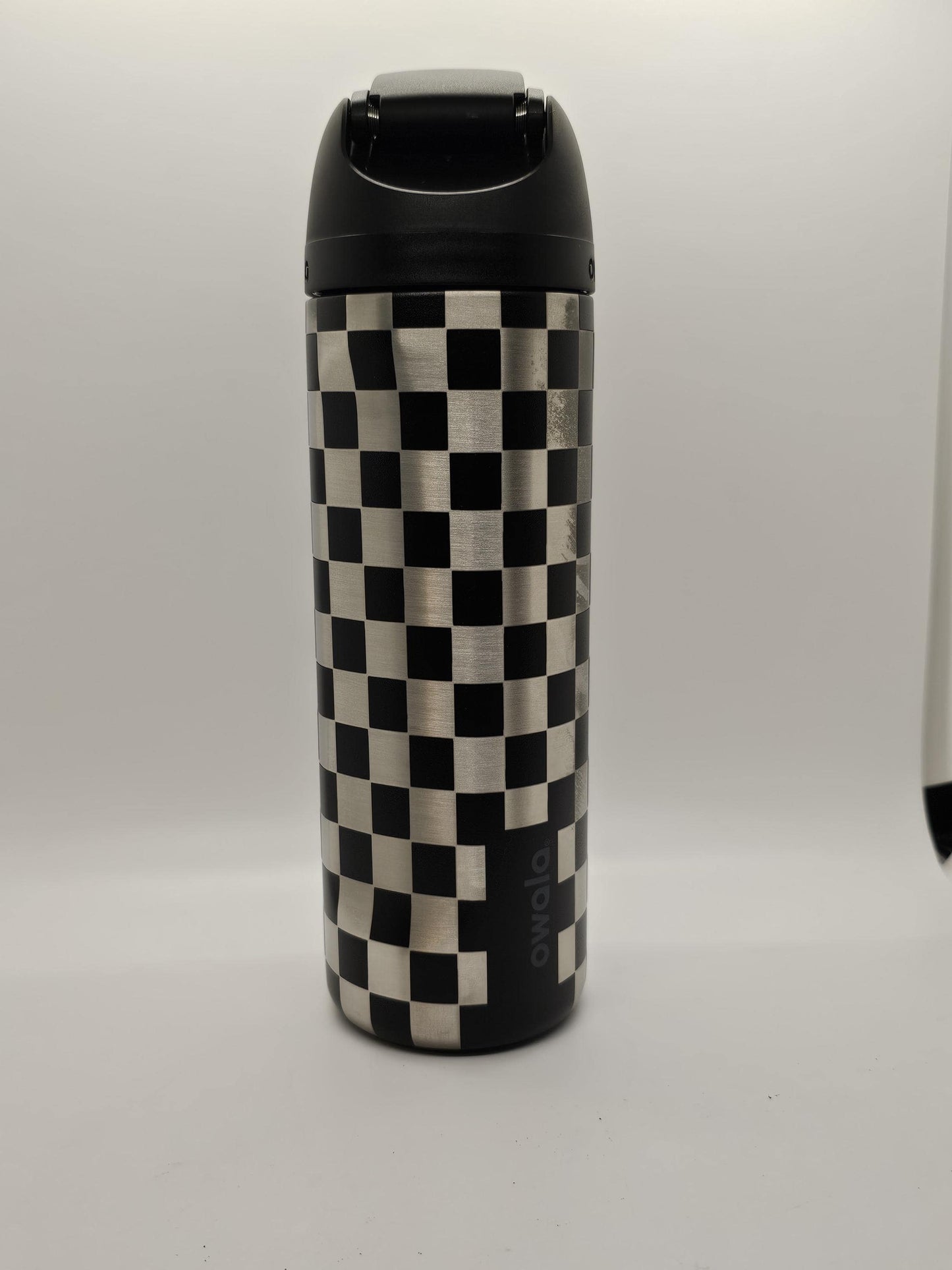 Checkered Owala 20, 24, 30, 32 and 40 oz Bottle | Silver Square Design | Elegant & Personalized Drinkware, Freesip and Sway