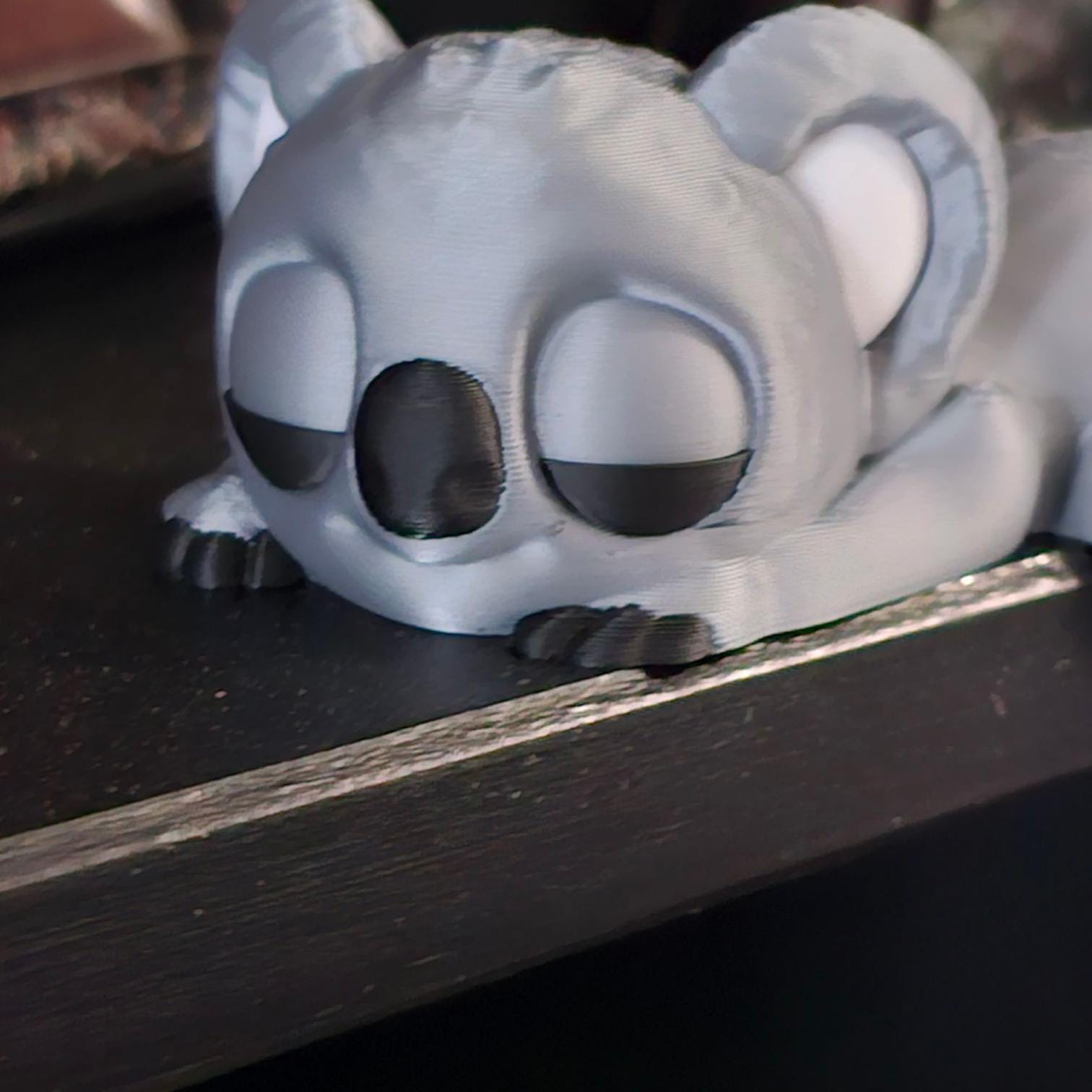 3D Printed Sleeping Koala Shelf Sitter: Unique Office Decor