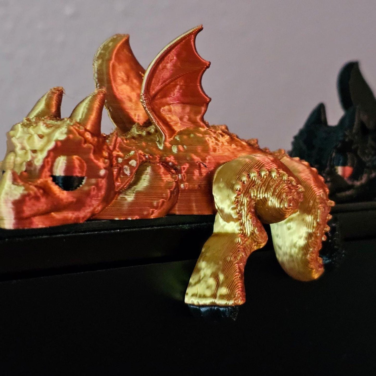 3D Printed Sleeping Dragon Shelf Sitter: Unique Office Decor