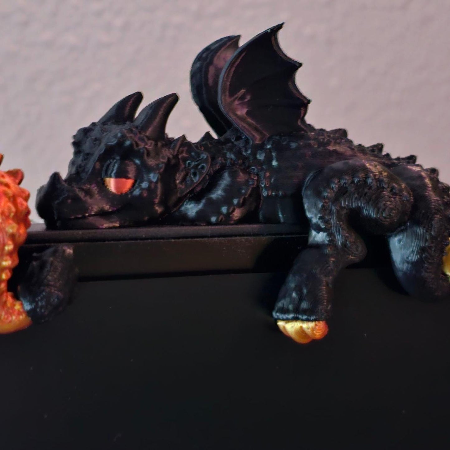 Sleeping Dragon for bookshelf or monitor, Unique Dragon Present, 3D Printed, Shelf Decor office Decor