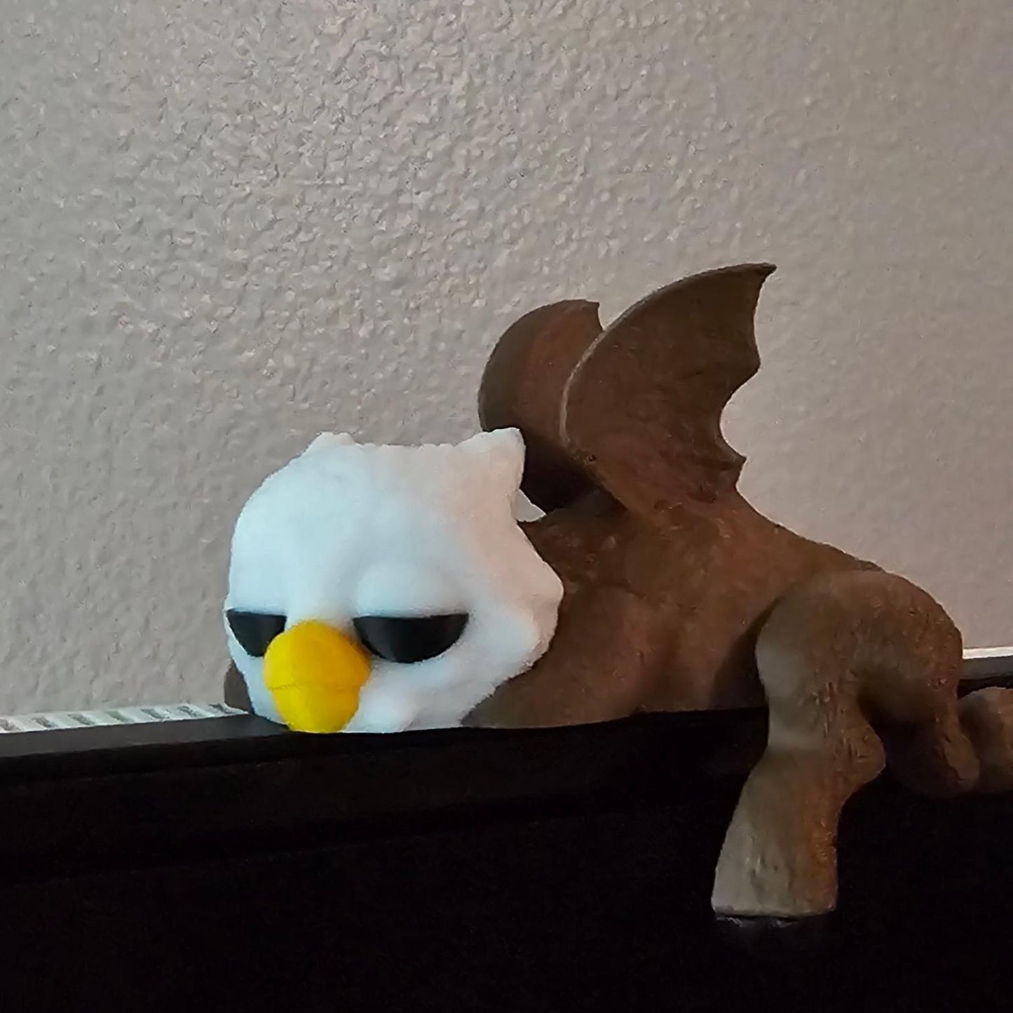 Sleeping Griffin for bookshelf or monitor, Unique Griffin Present, 3D Printed, Shelf Decor office Decor