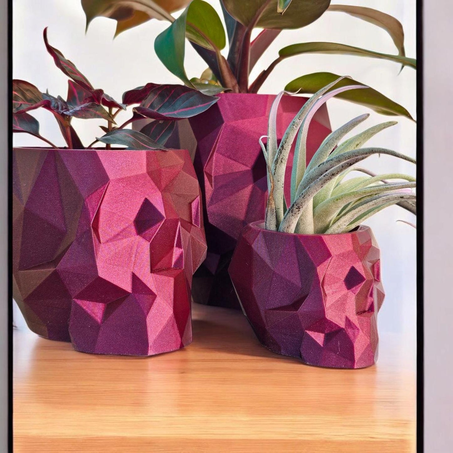 3D Printed Geometric Skull Planter: Gothic Home Decor