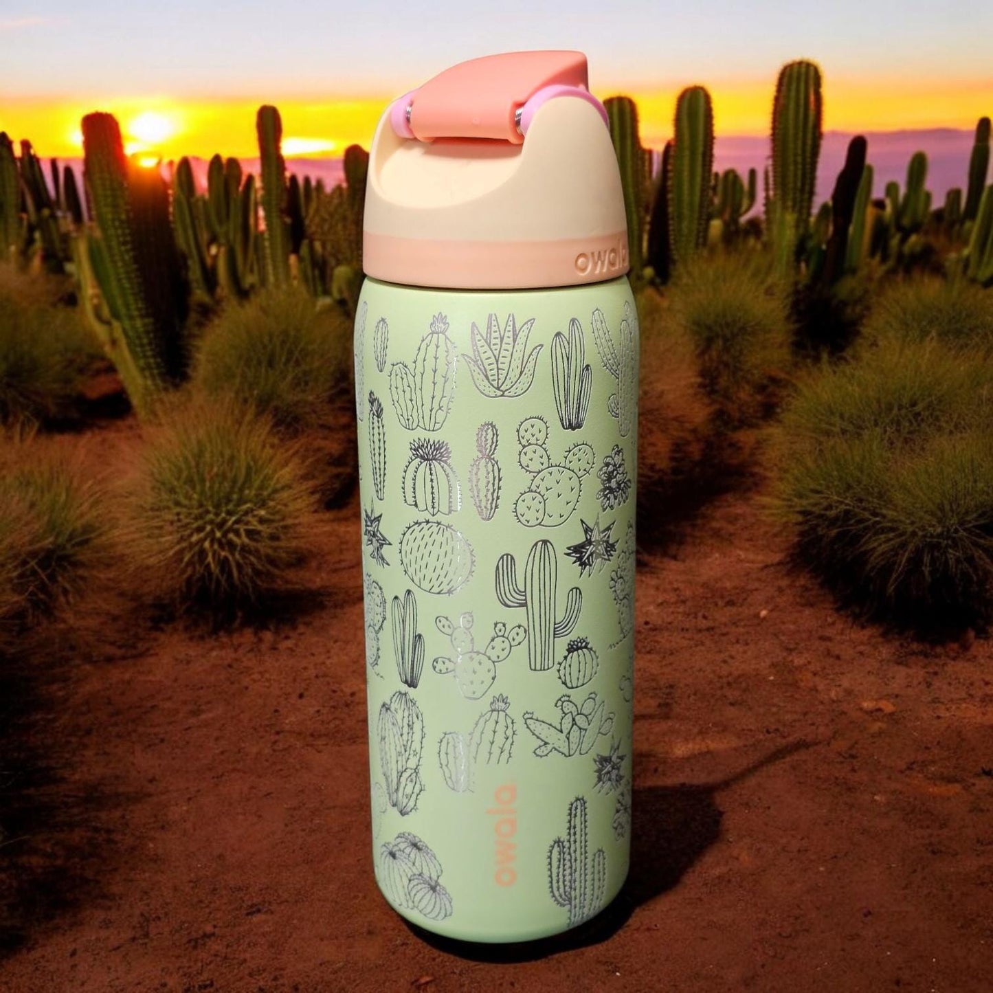 Succulent Owala 32 oz Tumbler, Botanical Tumbler, Plant Lover Gift, Succulent Water Bottle, Cactus Drinkware