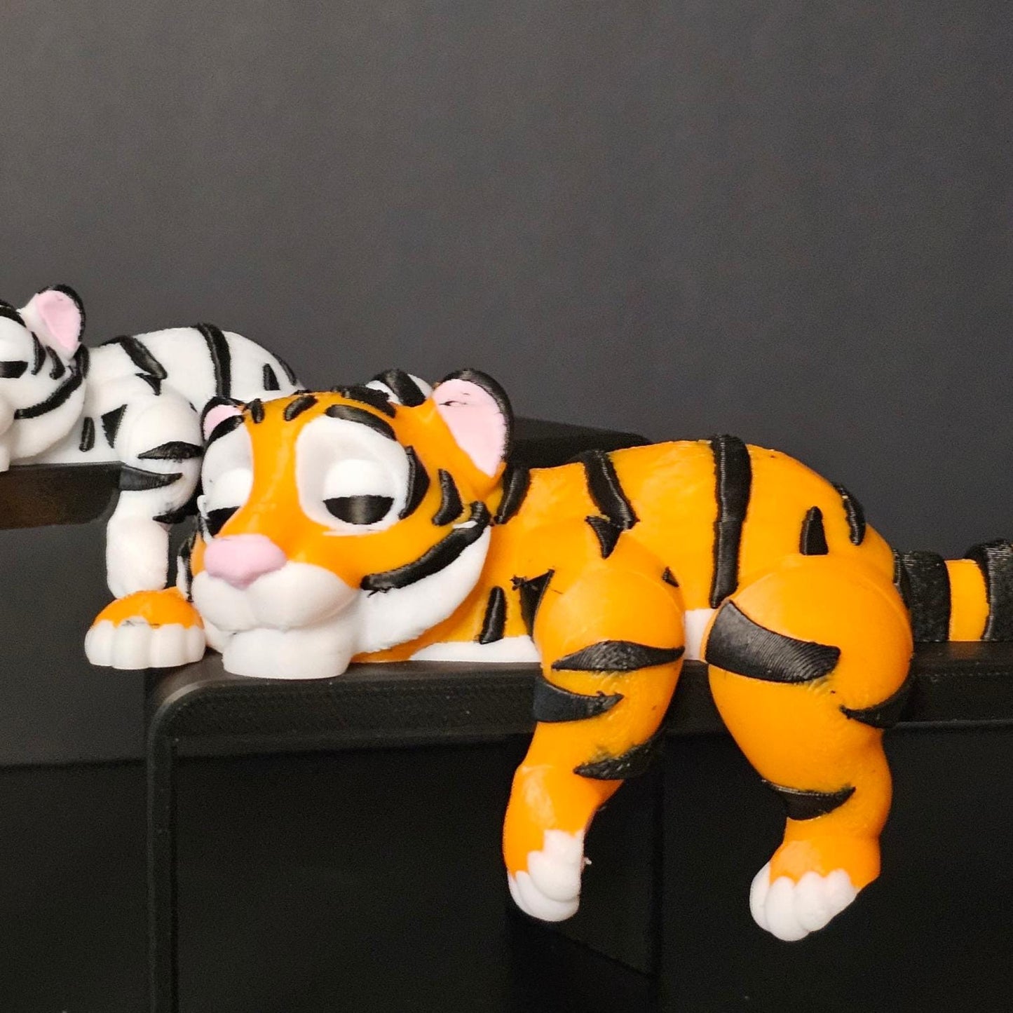 Sleeping tiger for bookshelf or monitor, Unique Bengal tiger Lover Present, 3D Printed, Shelf Decor office Decor