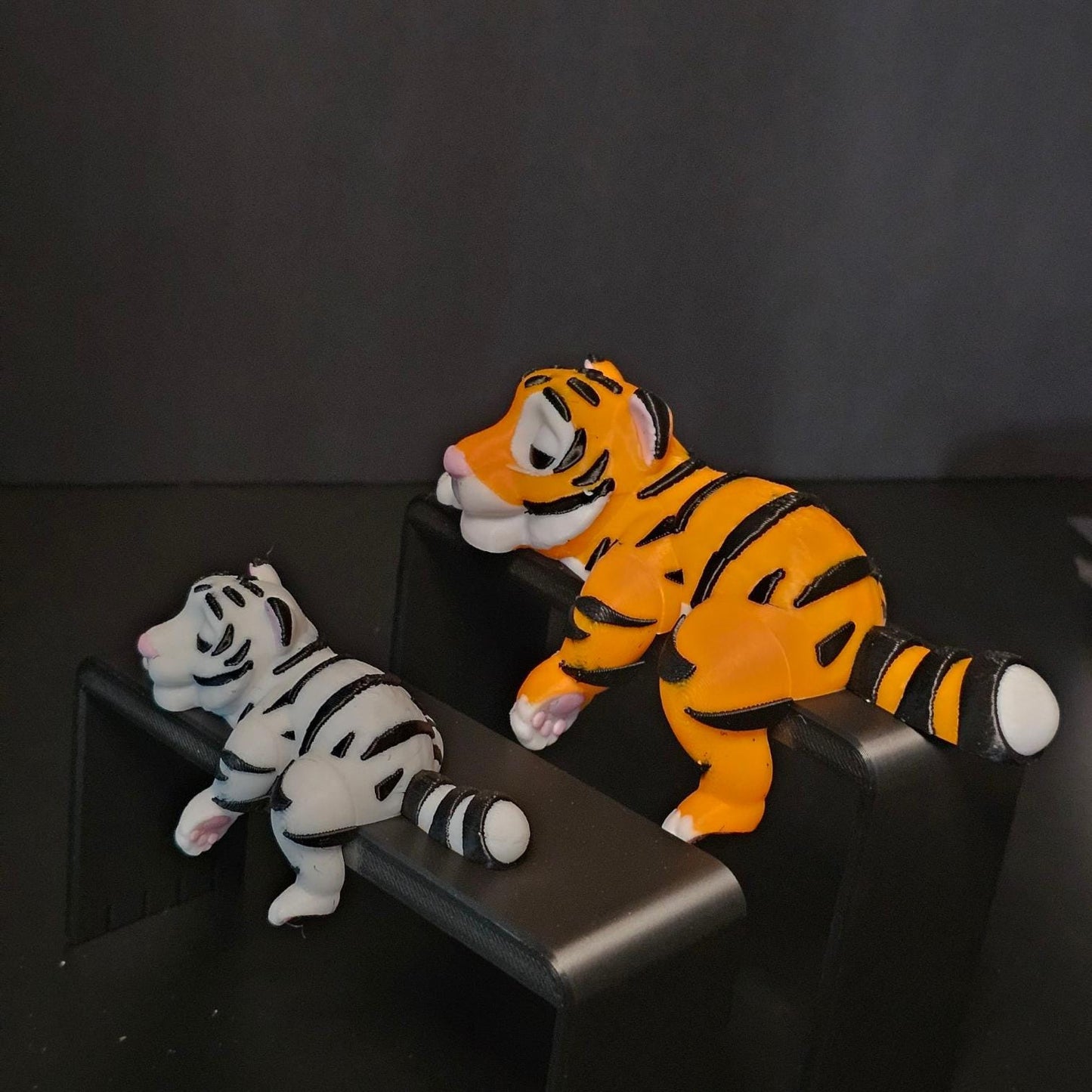 Sleeping tiger for bookshelf or monitor, Unique Bengal tiger Lover Present, 3D Printed, Shelf Decor office Decor