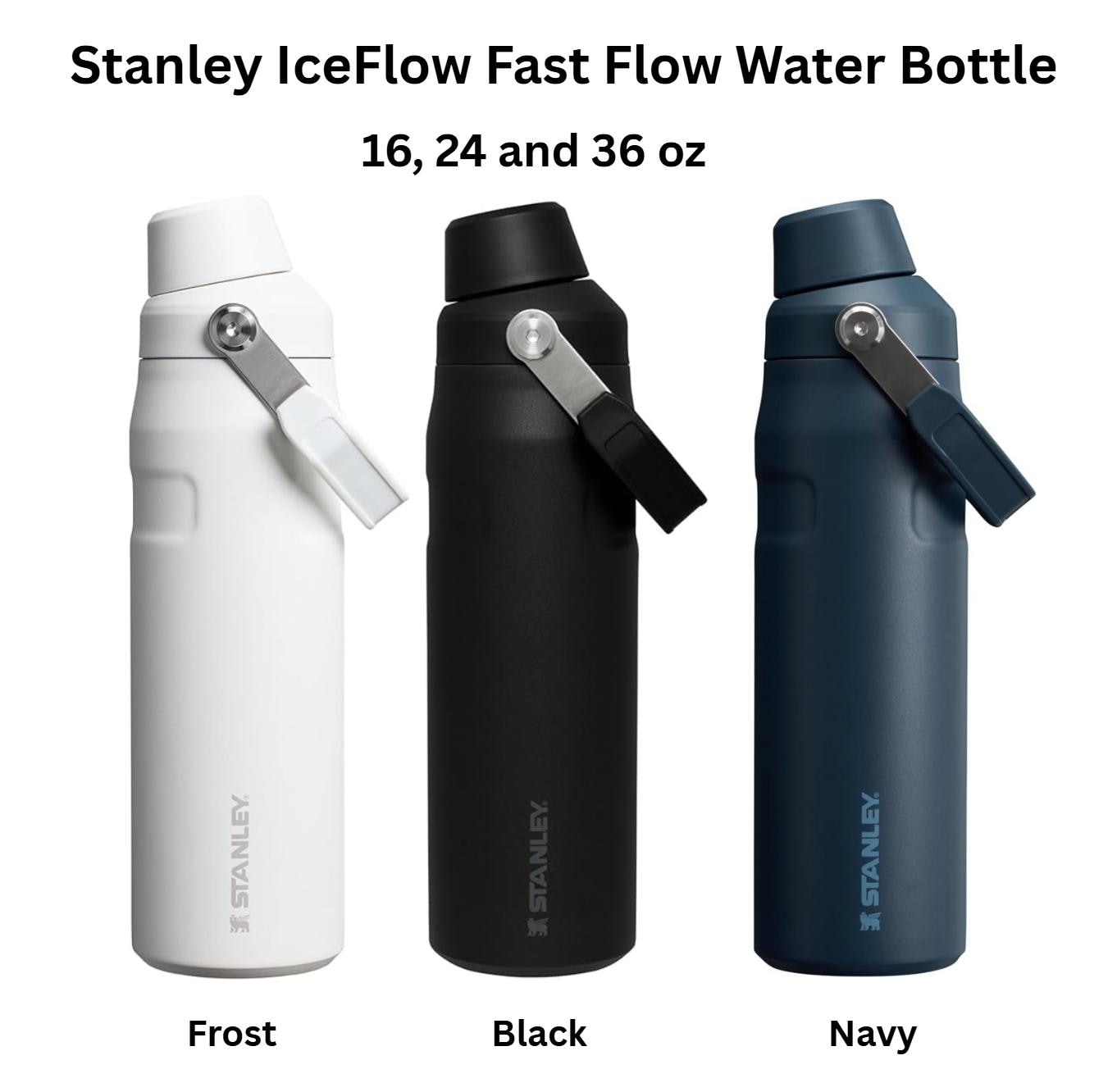 Stanley Football Theme Drink Bottle, 16, 24 and 36 ounce IceFlow with Fast Flow Lid, leak proof Water Bottle, Football Fan Gift