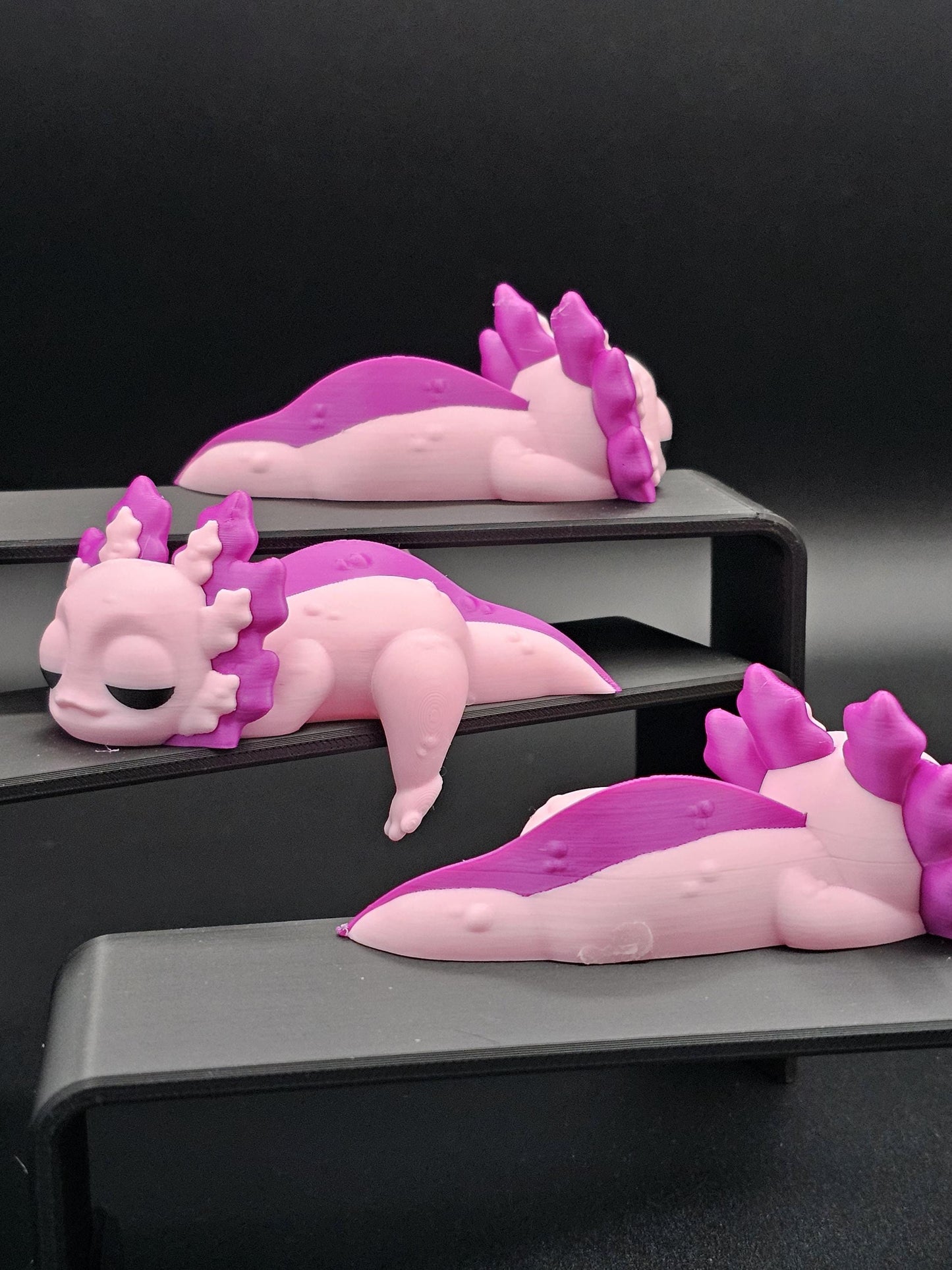 Sleeping Axolotl for bookshelf or monitor, Unique Axolotl Present, 3D Printed, Shelf Decor office Decor