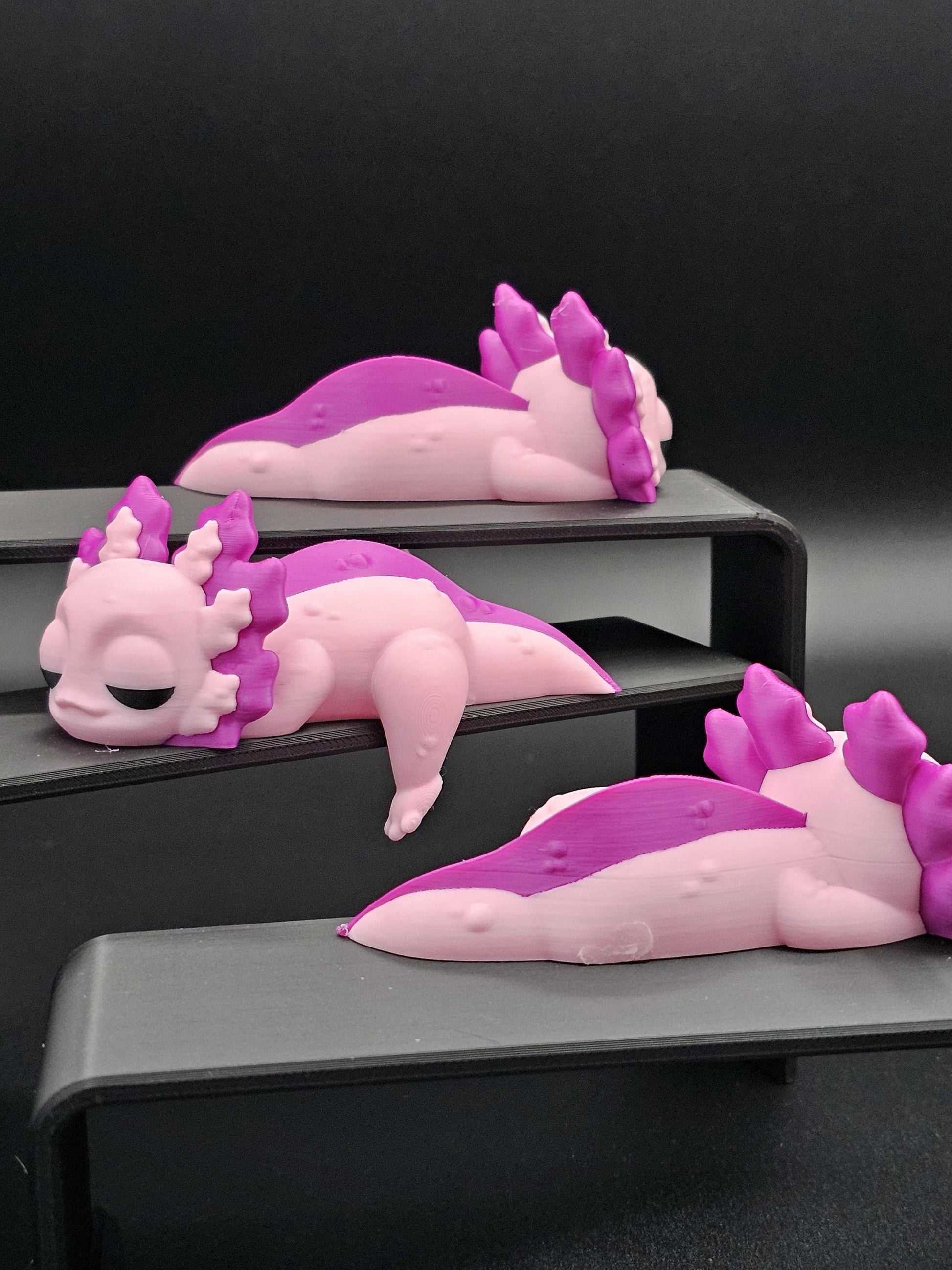 3D Printed Sleeping Axolotl Shelf Decor - Whimsical Office/Nursery Figurine