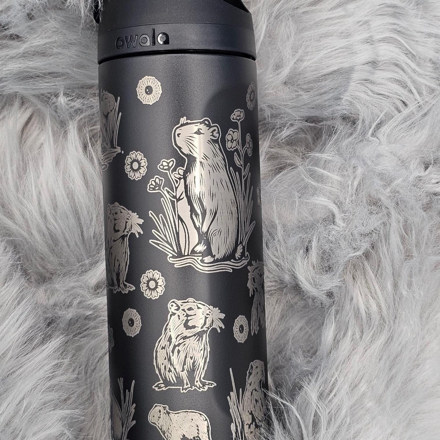 Capybara Owala Water Bottle: Laser Engraved, Custom Name, Freesip or Sway