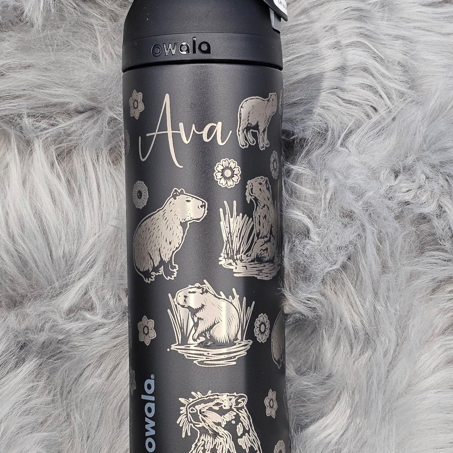 Owala Water Bottle with a Capybara Design | Laser Engraved Capybara | Custom Name | Owala Sway, Freesip or Smooth
