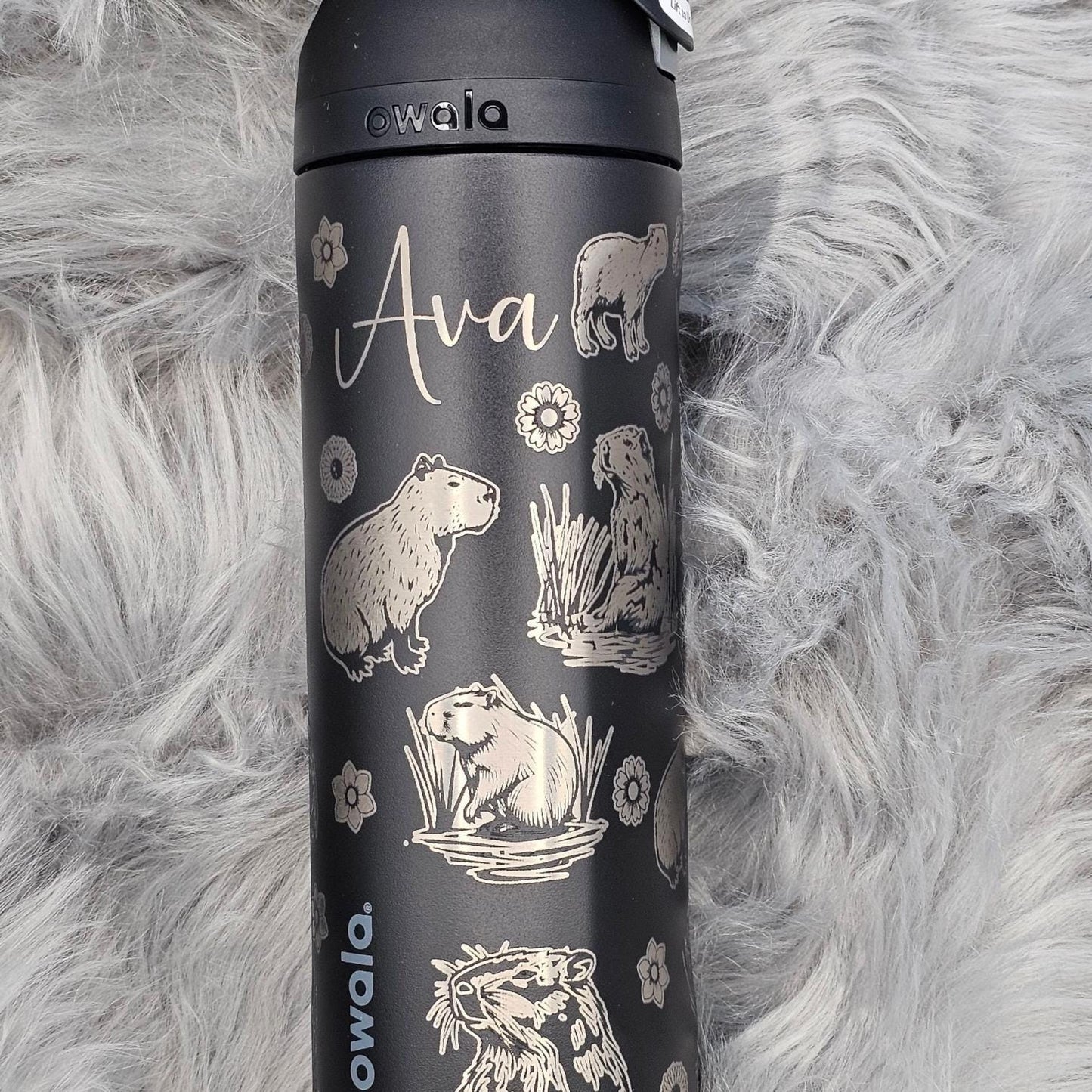 Capybara Owala Water Bottle: Laser Engraved, Custom Name, Freesip or Sway