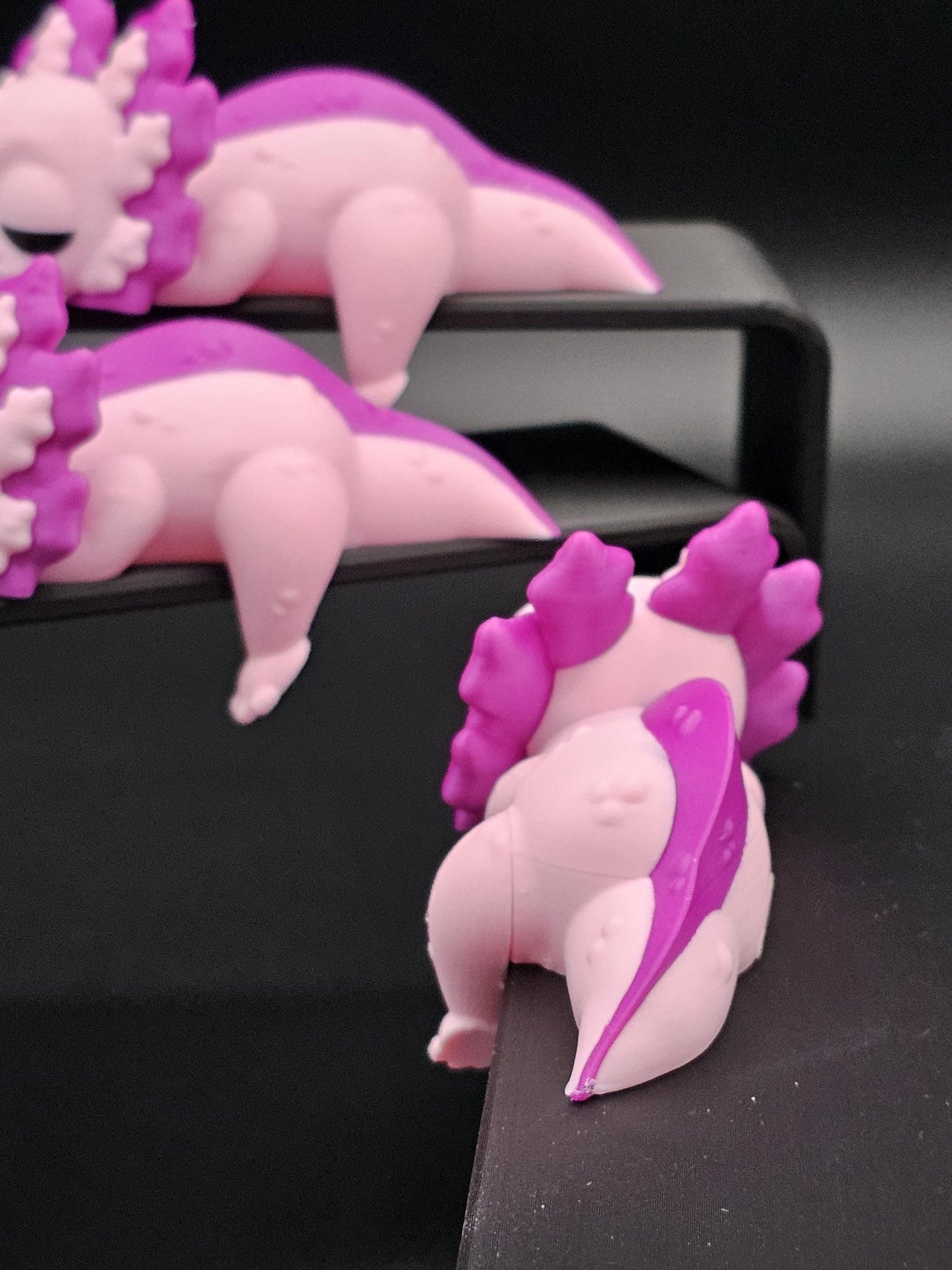 Sleeping Axolotl for bookshelf or monitor, Unique Axolotl Present, 3D Printed, Shelf Decor office Decor