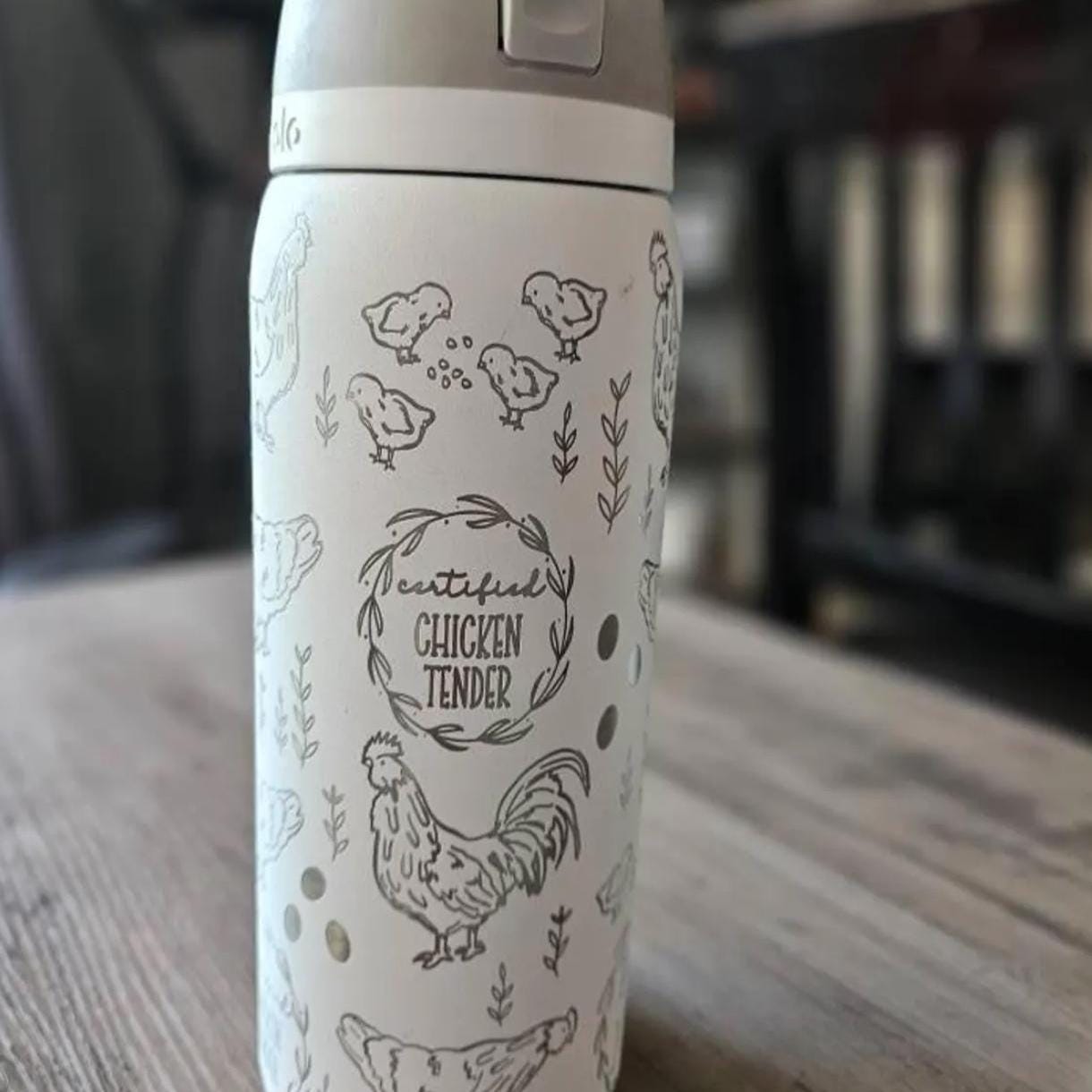 Engraved Chicken Owala Water Bottle: Baby Chick Design freesip or sway