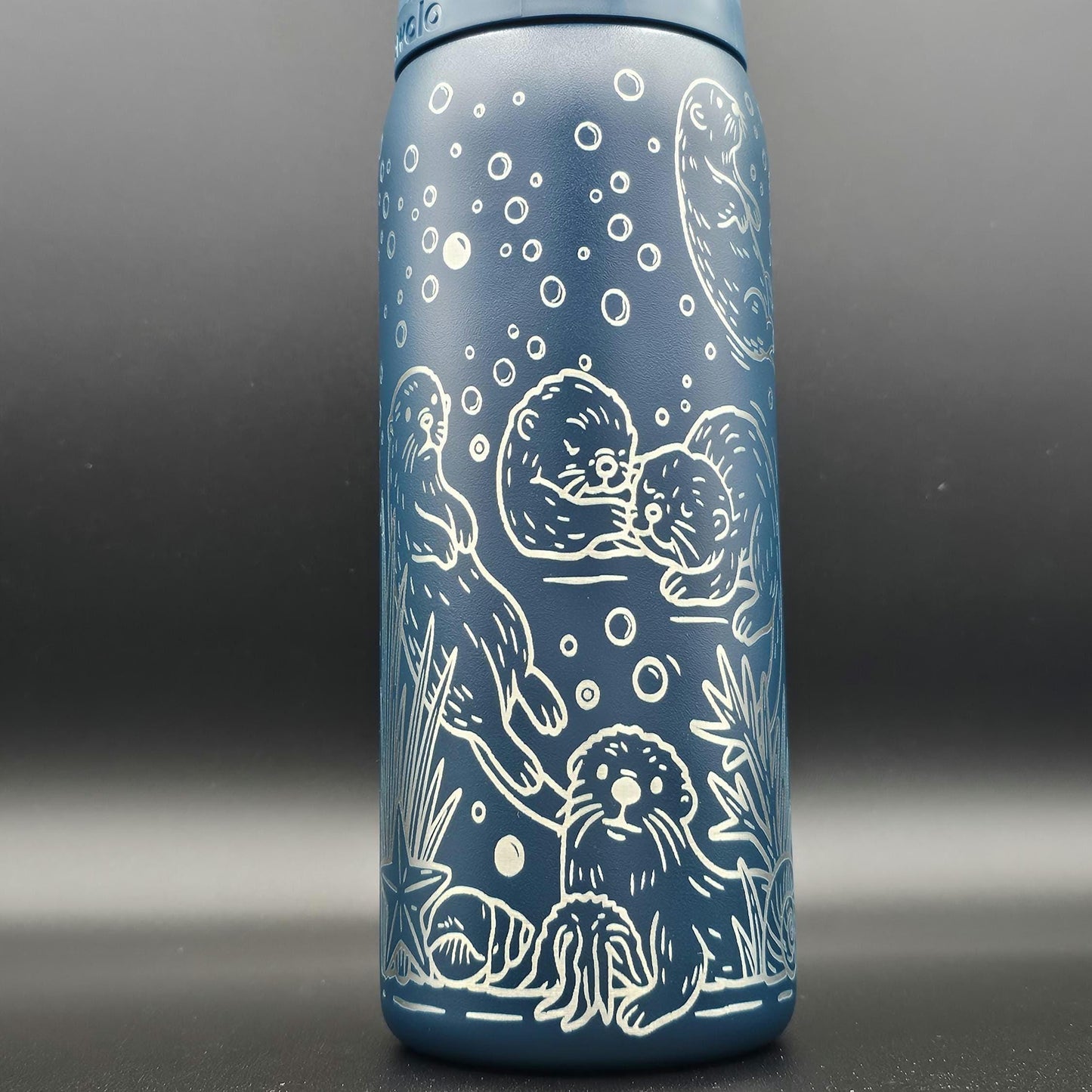 Owala Water Bottle with Otters | Laser Engraved Ocean Animals | Custom Name | Eco Gift for Animal Lovers, Sea lover