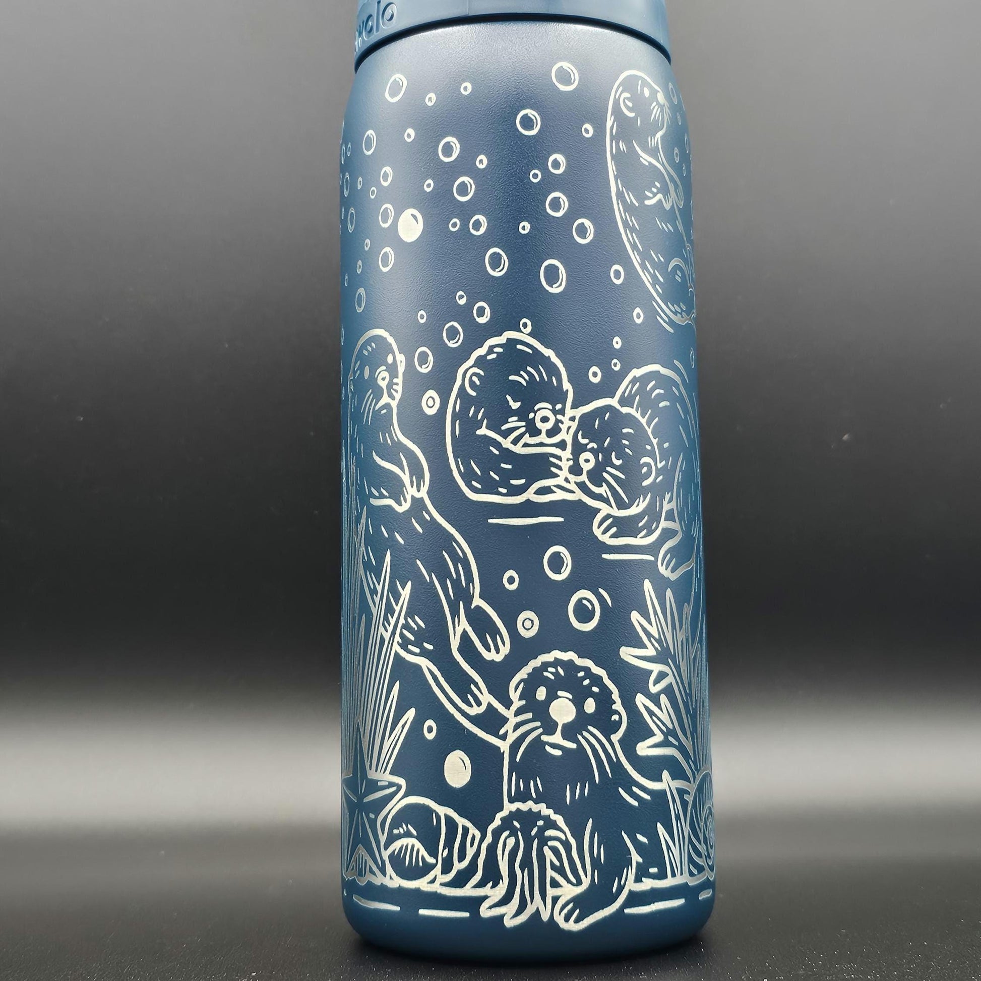 Engraved Owala Water Bottle: Otters & Custom Name, Ocean Animal Design