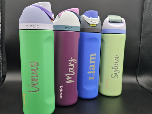 Custom Owala 24 oz Free Sip, Personalized Engraving, Kid Water bottle Bride and Groom Gifts, Hydration Gift, Unique Gift, Water Bottle