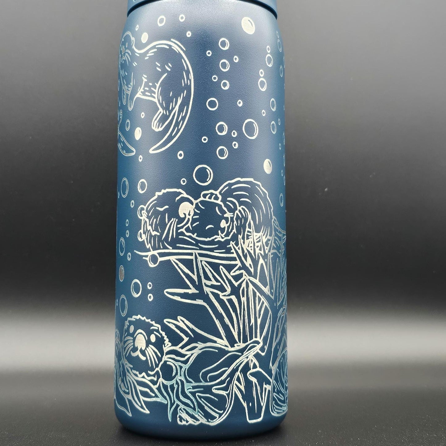 Owala Water Bottle with Otters | Laser Engraved Ocean Animals | Custom Name | Eco Gift for Animal Lovers, Sea lover