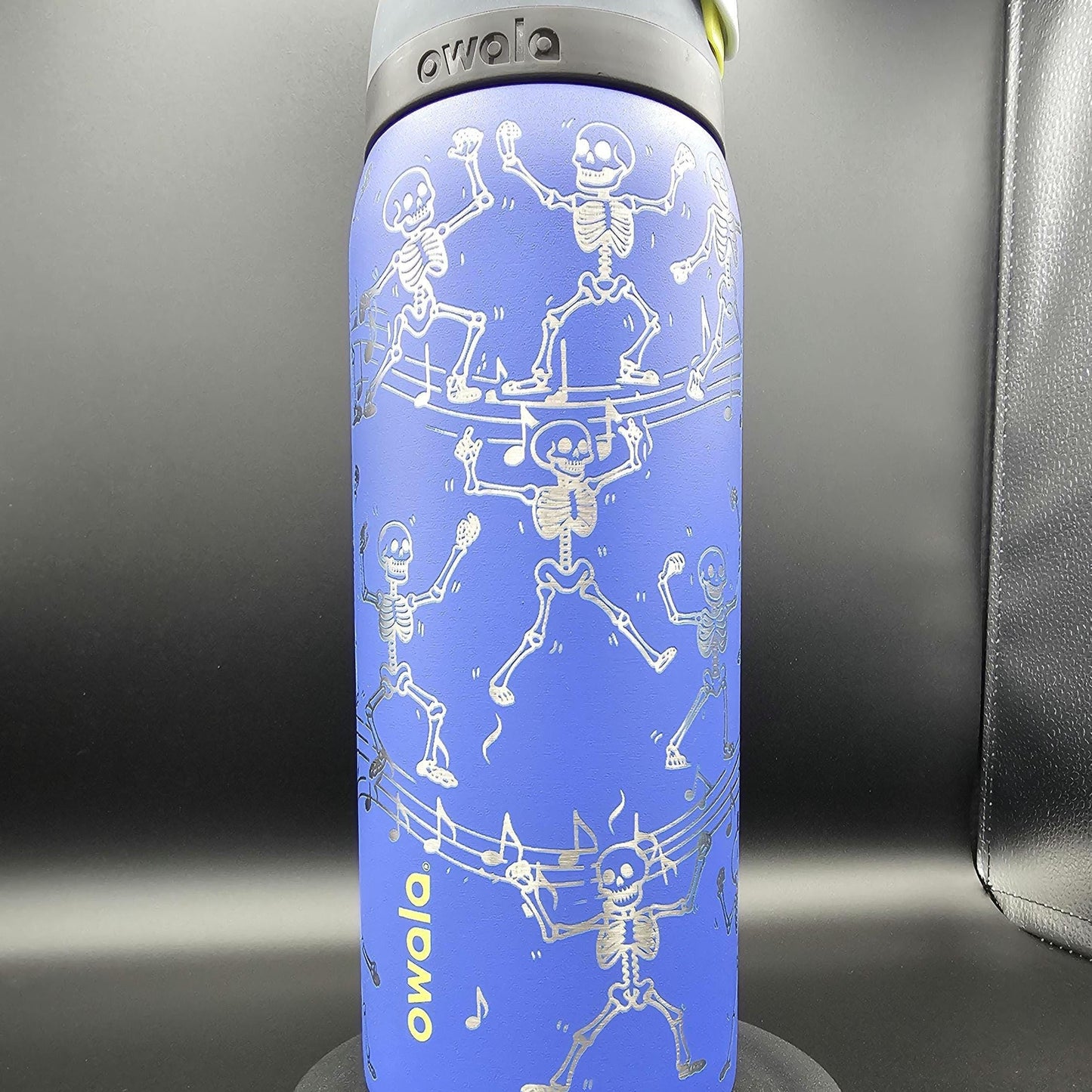 Dancing Skeleton Engraved Owala Water Bottle: Spooky Halloween Tumbler