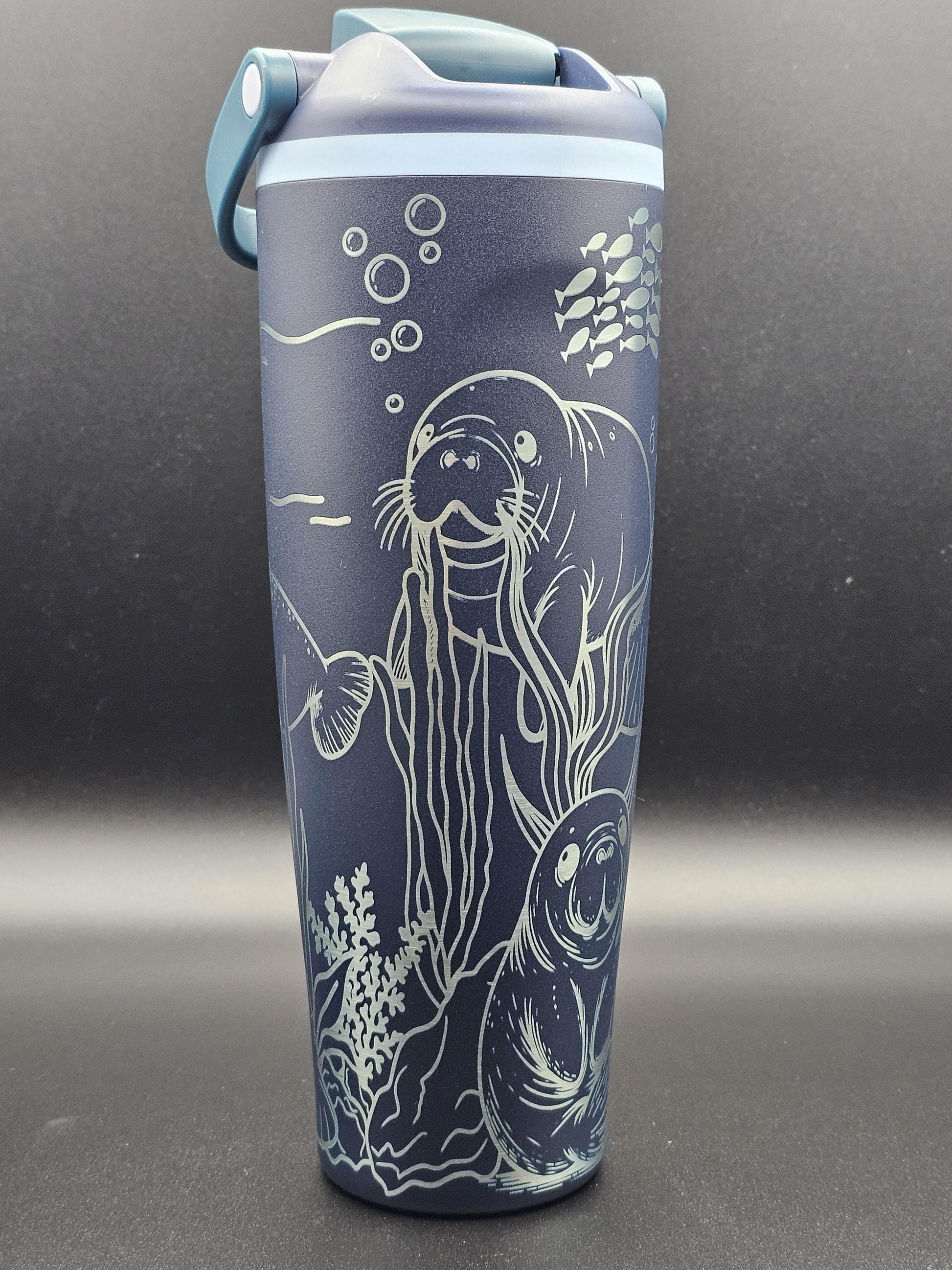 Manatee Engraved Owala Water Bottle: 24, 30, 32 and 40 oz Options, Personalized Owala