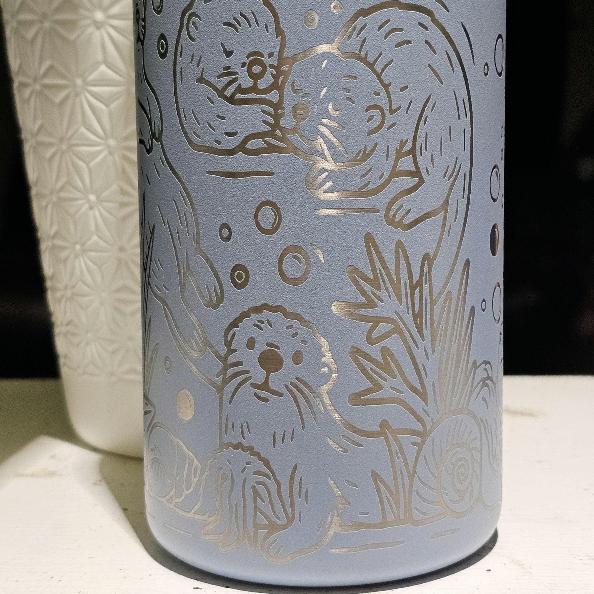 Engraved Owala Water Bottle: Otters & Custom Name, Ocean Animal Design