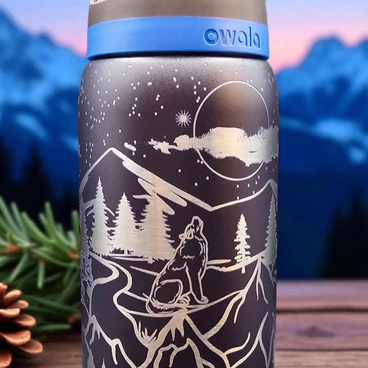 Wolf Engraved Owala Bottle: Custom Freesip, Sway, Smooth Sip