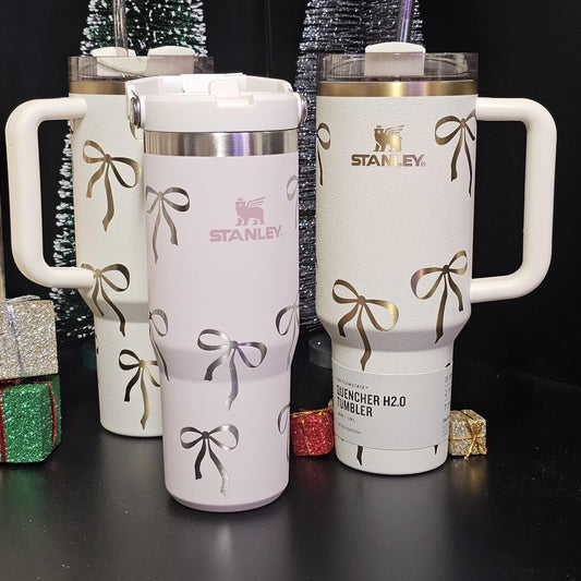 Engraved Stanley Bottle: Coquette Bows Design, 30 or 40 oz
