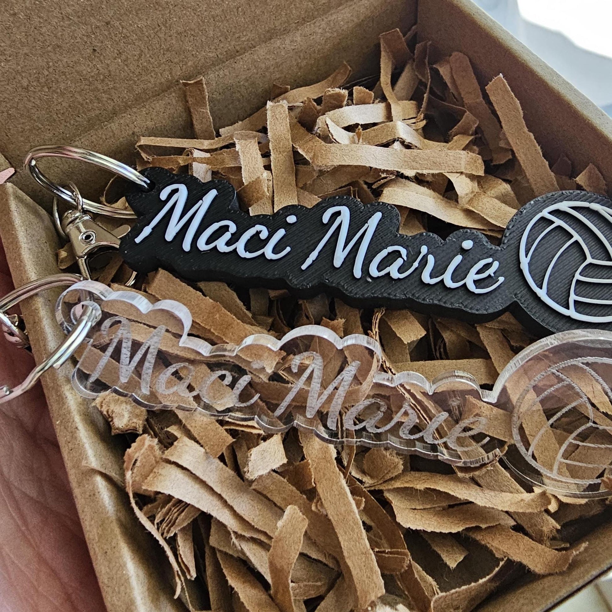 Personalized Volleyball Keychain: Custom Name Sports Keyring