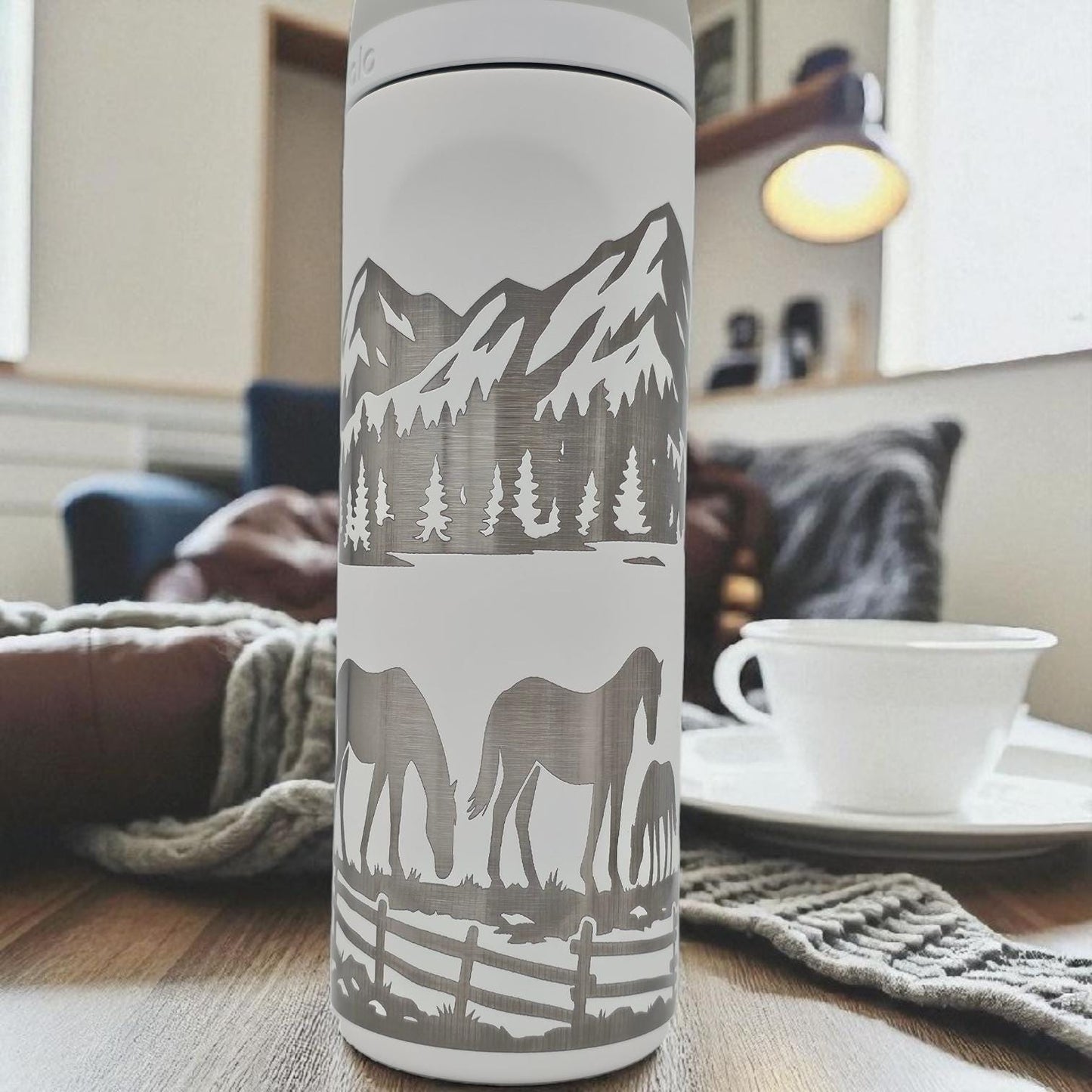 Horse Design Engraved Owala Bottle: Custom Freesip, Sway, Smooth Sip, optional personalization