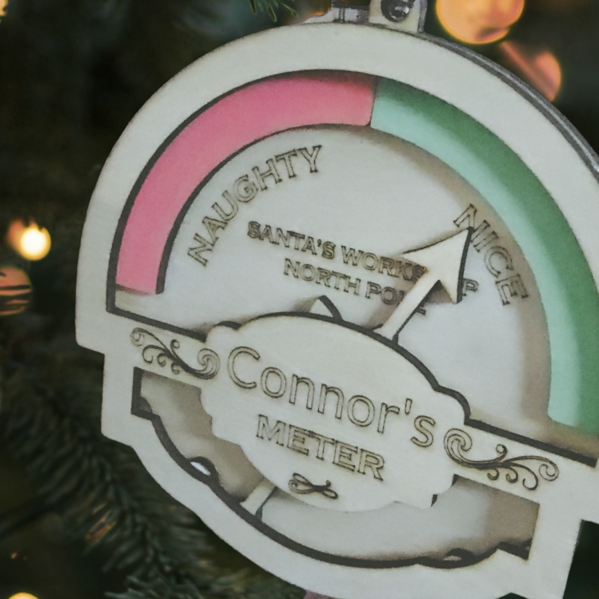 Personalized Naughty or Nice Christmas Ornament – Custom Kids Name Wooden Ornament – Santa's Nice List Holiday Keepsake