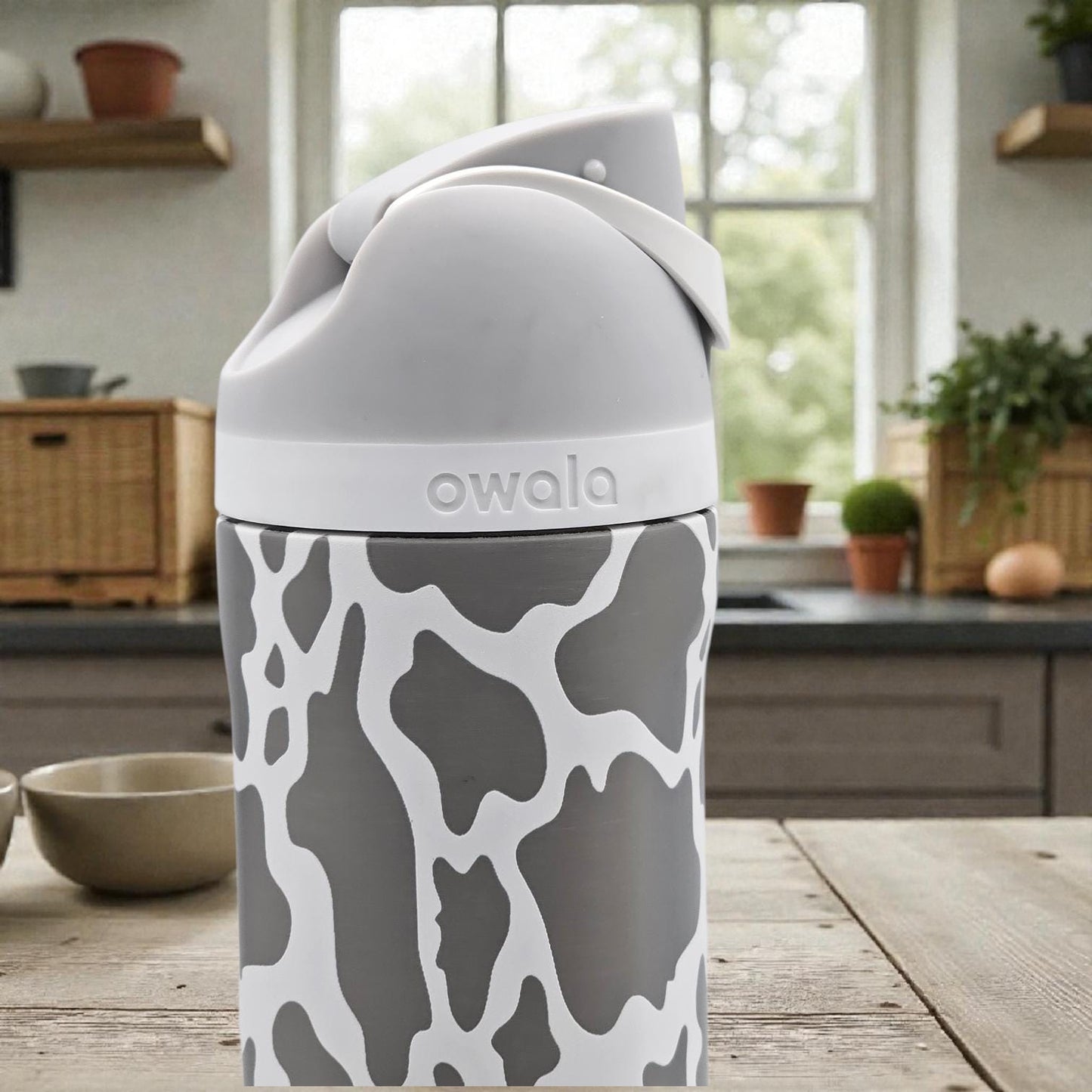 Cow Pattern Engraved Owala Bottle, available in freesip or sway