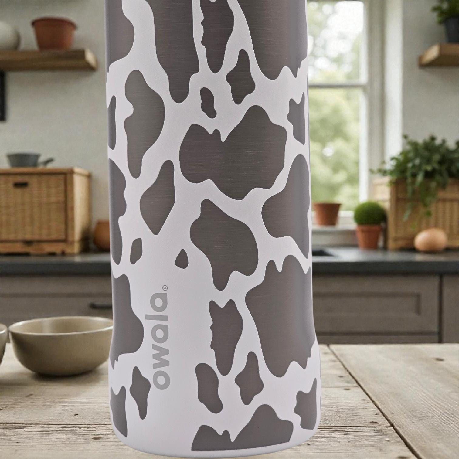 Cow Pattern Engraved Owala Bottle, available in freesip or sway