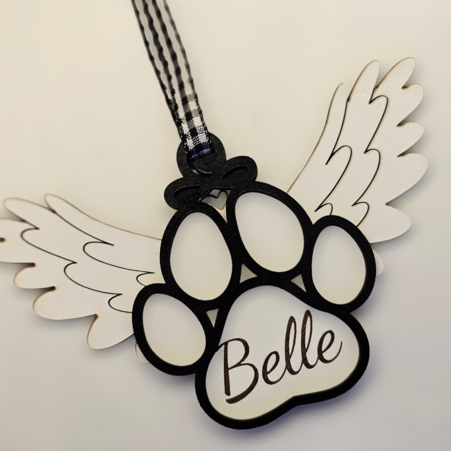 Customized Wood Memorial Pet Ornament, Personalized Pet Remembrance, Pet Loss Gift