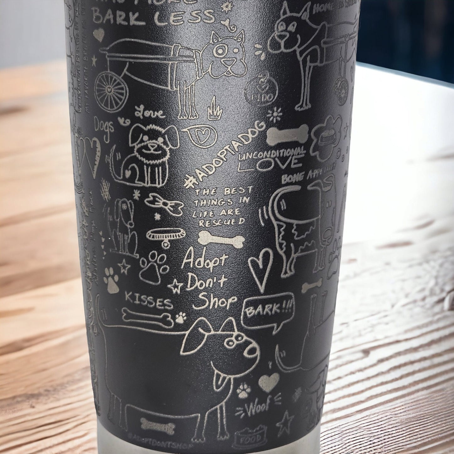 Engraved 20 oz tumbler, celebrating rescued paws and wagging trails, gift for her, gift for dog lover, dog hair don't care