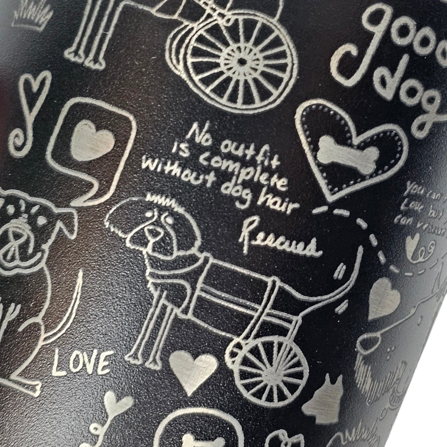 Engraved 20 oz tumbler, celebrating rescued paws and wagging trails, gift for her, gift for dog lover, dog hair don't care