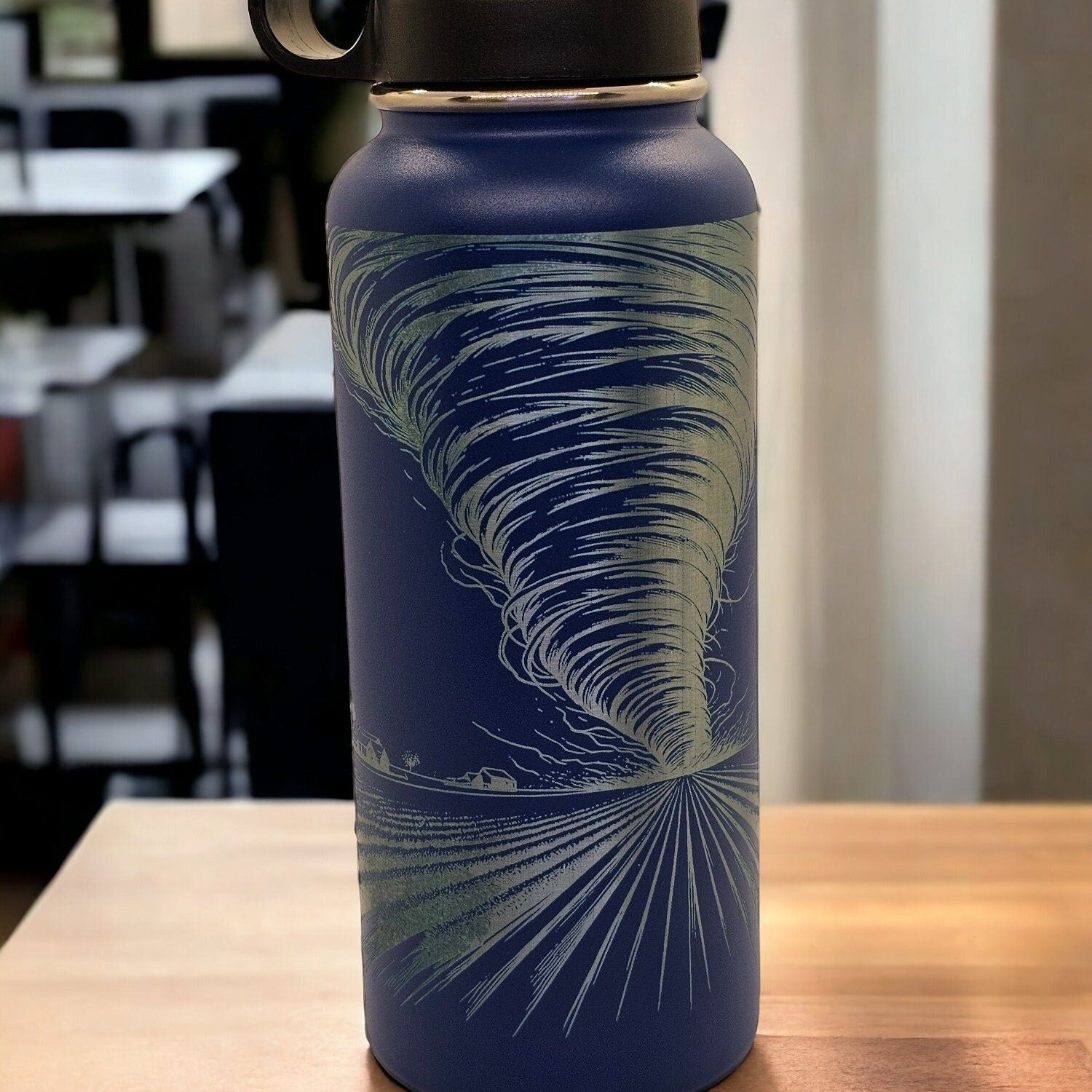 Tornado Engraved Tumbler: Stainless Steel Hydro Water Bottle