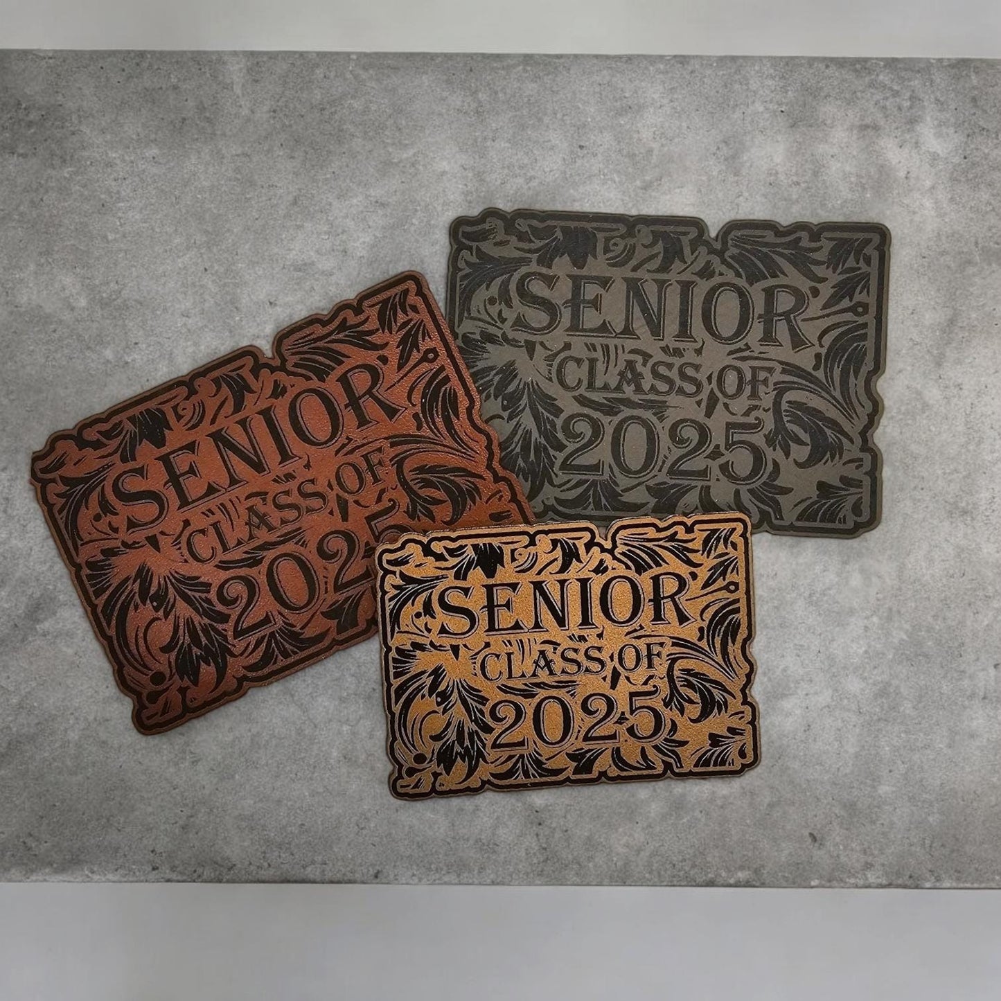 Custom High School Senior Hats with Leatherette Patches - Choose Your Hat and Patch Color, Class of 2025, Senior Year Gift, Grad Keepsake