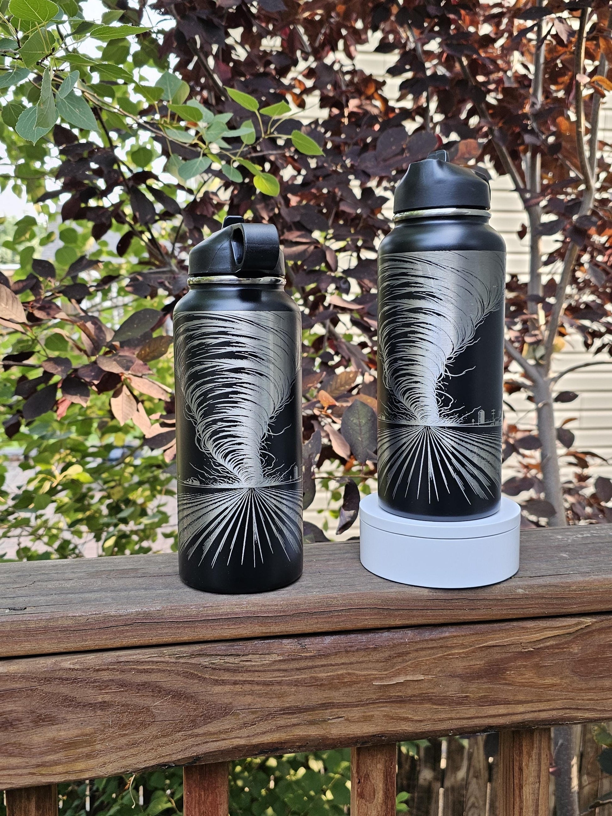 Tornado Engraved Tumbler: Stainless Steel Hydro Water Bottle