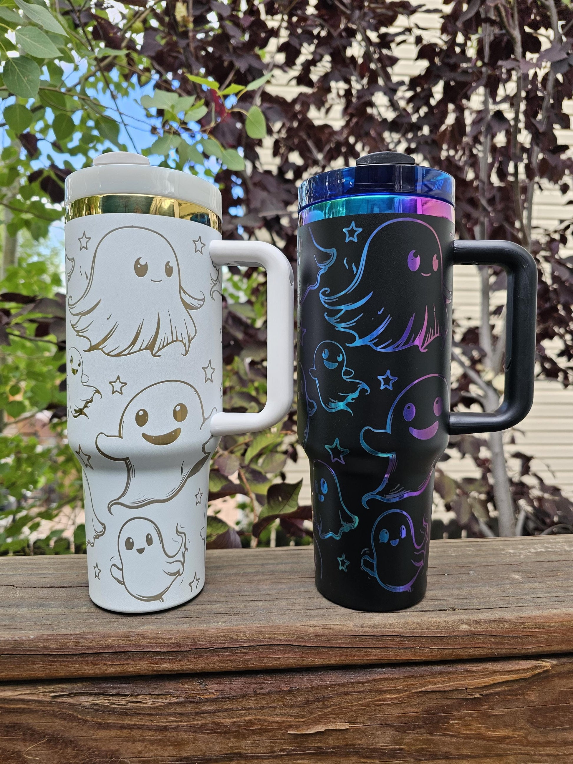 Halloween 40 oz Tumbler, Ghost Tumbler, Spooky season Lover Gift, Ghost Drinkware