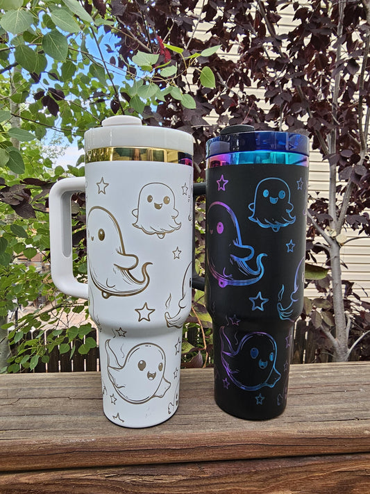Halloween 40 oz Tumbler, Ghost Tumbler, Spooky season Lover Gift, Ghost Drinkware