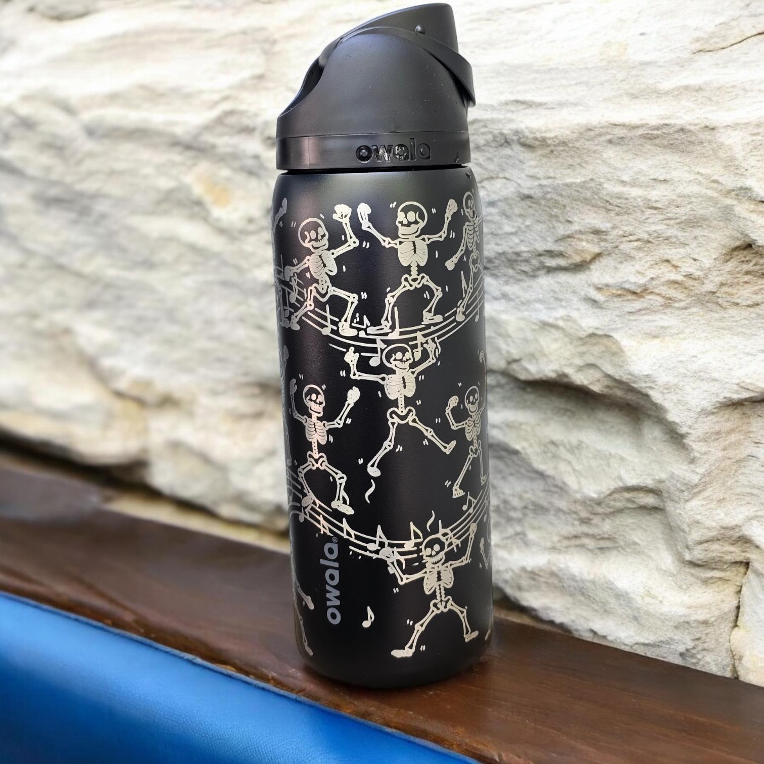 Dancing Skeleton Halloween Owala Bottle, Spooky Water Bottle, Skeleton Party Favor, Halloween Drinkware Gift, 24 and 32 oz Owala