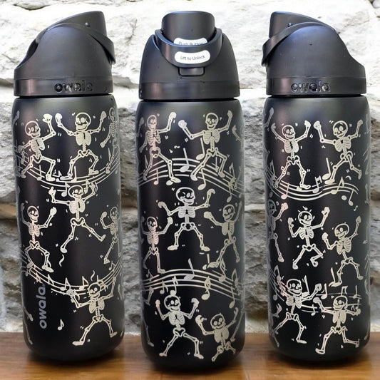 Dancing Skeleton Halloween Owala Bottle, Spooky Water Bottle, Skeleton Party Favor, Halloween Drinkware Gift, 24 and 32 oz Owala