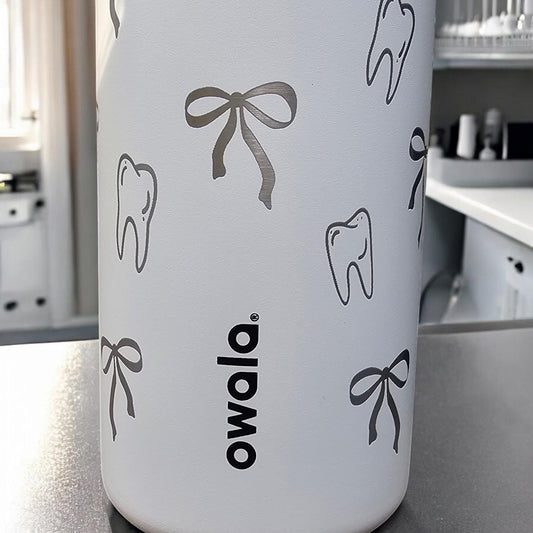 Dental Bow or Stars Owala 24 and 32 oz Bottle | Dental Design | Elegant & Personalized Drinkware