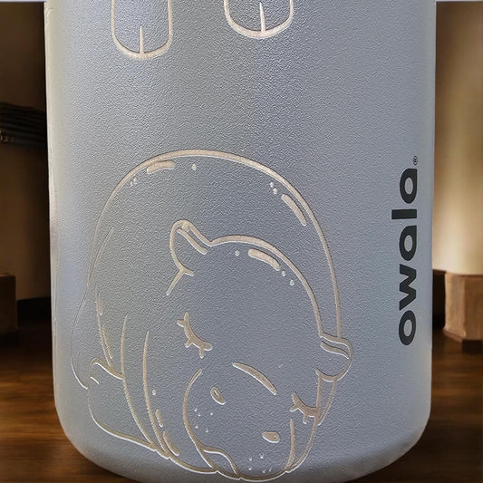 Hippo Laser Engraved Owala 24 and 32 oz Bottle | Hippo Design | Fun & Personalized Drinkware