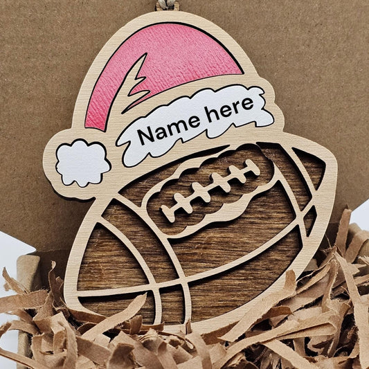 Personalized Santa Football Ornament with Personalization, Custom Name Christmas Decoration, Personalized Holiday Gift