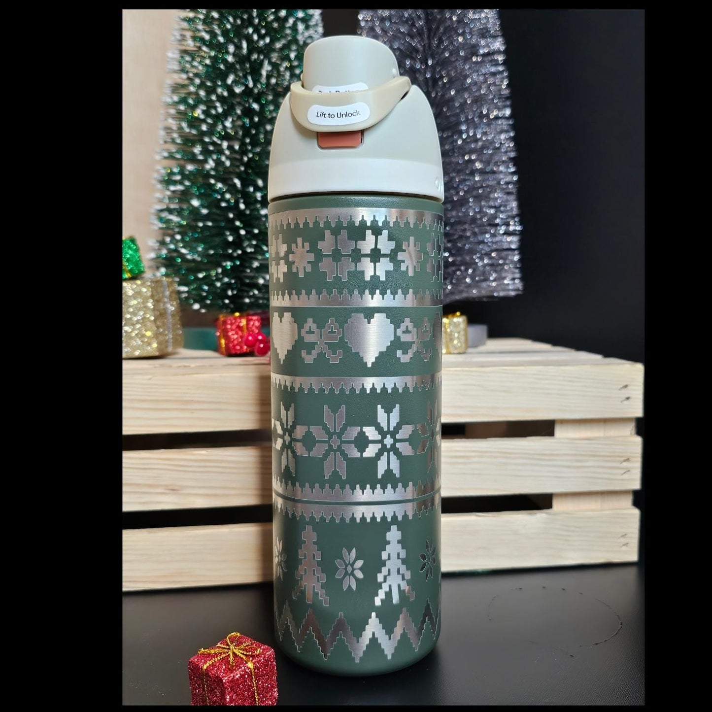 Winter sweater Engraved Owala 24 and 32 oz Bottle | Ugly Christmas Sweater Lover Gift | Elegant & Personalized Drinkware
