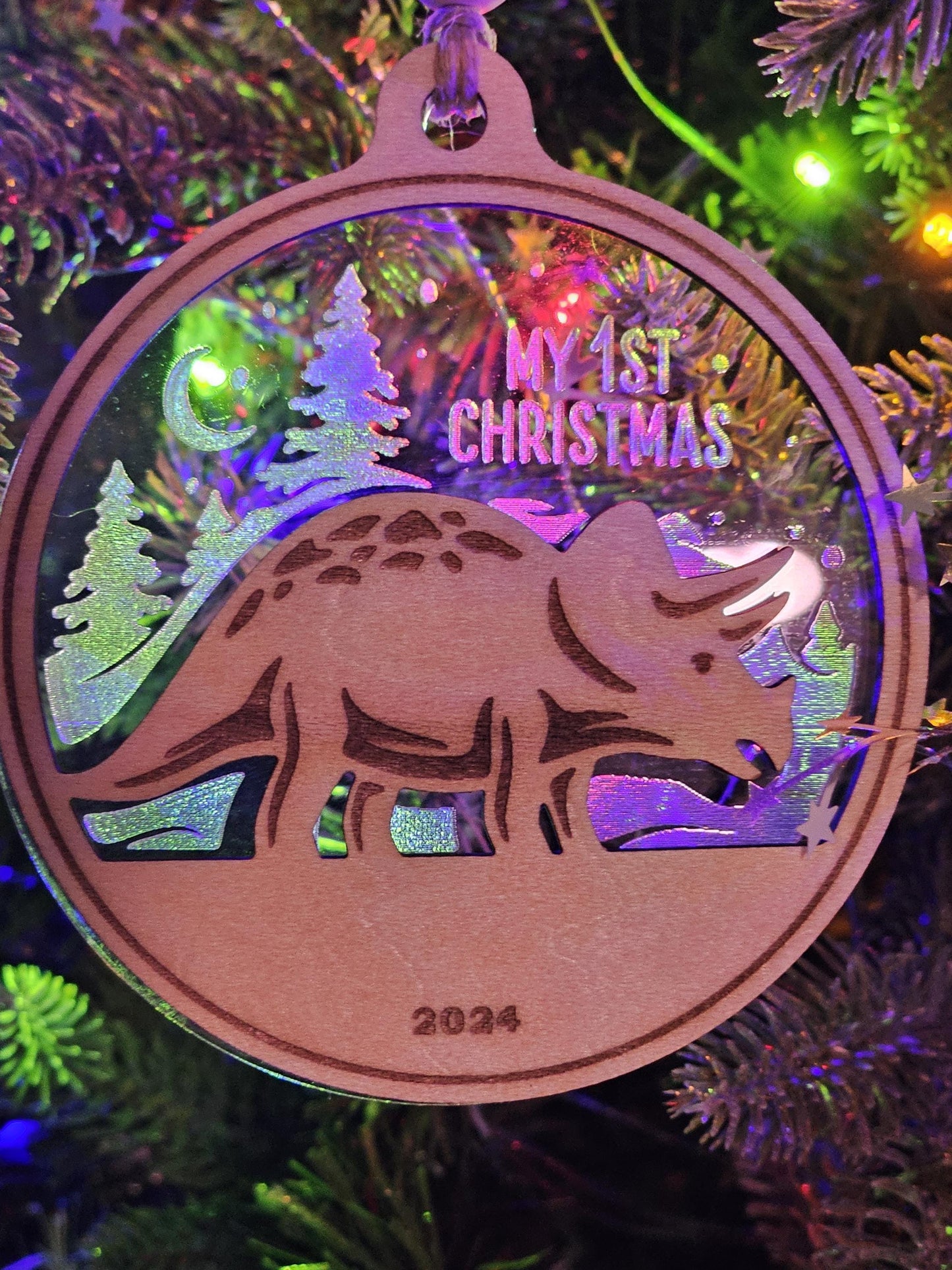 Baby's First Christmas Dinosaur, Dinosaur Ornament, Personalized Baby Gift, Holiday Decor
